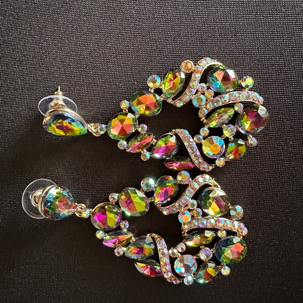 Multi Stone Teardrop Dangle Earrings - image 2